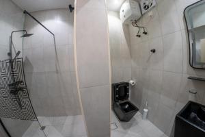 a bathroom with a toilet and a shower at The view apartment -studio 1 in Al Baha +4 photos