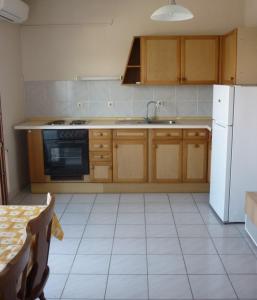 a kitchen with a sink and a white refrigerator at Jelena i Agi apartman Bibinje in Bibinje