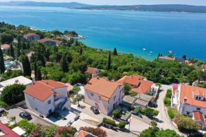 an aerial view of a village on the water at Apartments Victoria in Dramalj