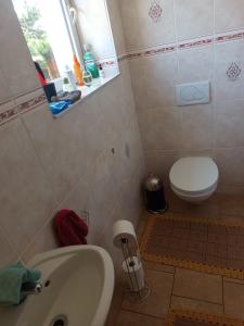 a bathroom with a tub and a toilet and a sink at Huis bij basel in Hésingue +2 photos