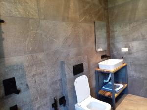 a bathroom with a toilet and a sink at IO House in Urekis Sadguri +10 photos