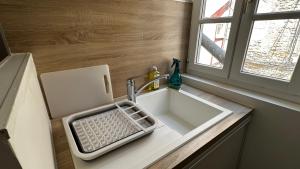 a kitchen sink with a tray on top of it at Le Fabuleux - 2 Guests in Dijon
