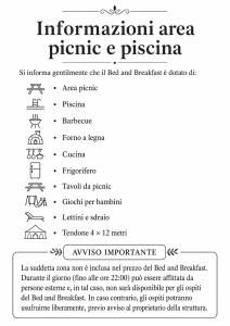 a menu for an information area picnic and pizza at Bed and breakfast Al Turchino in Mele +15 photos