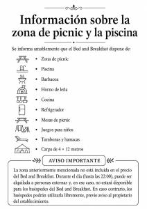 a document with the information for the informationote la zona de picnic y la at Bed and breakfast Al Turchino in Mele