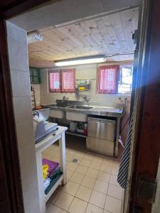 a kitchen with a sink and a counter top at Baita Pòz in Valfurva