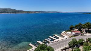 an aerial view of a large body of water at Vila Velebita in Seline