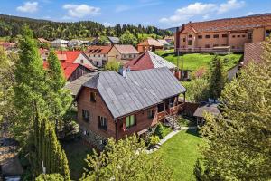 an overhead view of a house with a roof at Chlúpka u Luisa in Telgárt