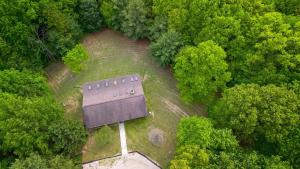 an overhead view of a building in the middle of a forest at Moonlight Ridge in Laurelville