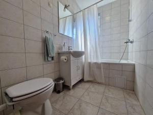 a bathroom with a toilet and a sink and a tub at Apartments Rosa Soldatica in Vir +53 photos