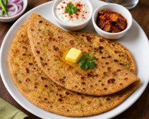 two tortillas on a white plate with sauces and dip at The Comfort Villa Manage By Bellamount Hotel Free Airport Pick Up & Drop in New Delhi +34 photos