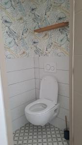 a bathroom with a white toilet in a room at LE 37 croix in Gennes