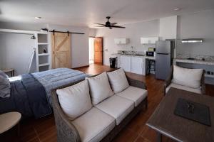 a living room with a couch and a kitchen at Estudio Ideal con todo lo necesatio in La Paz