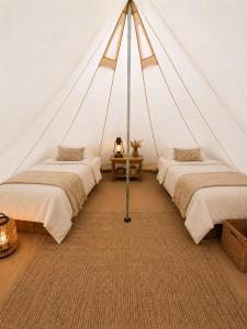 a group of four beds in a tent at VaMood in Vama Veche