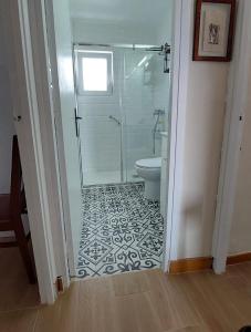 a bathroom with a shower and a toilet at La Casina de L'Aspu in Luces +36 photos