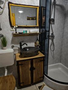 a bathroom with a sink and a shower and a tub at Kuća za odmor Štefi in Donji Koncovčak +21 photos