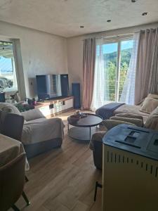 a living room with a couch and a table at Apartman IDEA in Rabac