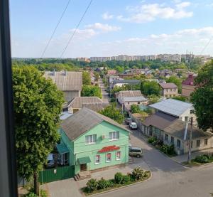 a view of a small town with houses at Central apartments in Sumy