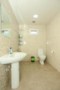 a bathroom with a sink and a toilet at Qiwi House in Ureki