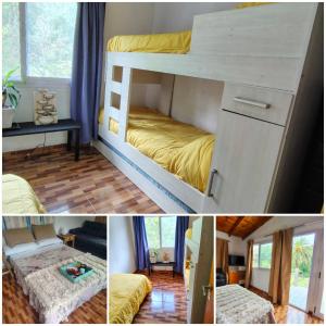 a collage of pictures of a bedroom with a bunk bed at La Elegida Villars in General Las Heras