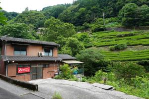 a house on the side of a hill next to a road at COSMOS Iya Valley in Akano