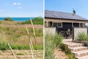 two pictures of a house with solar panels on it at 8585-Glesborg-Tangvej-33 in Glesborg