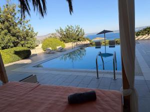 a view of a swimming pool from a house at Bliss House Villa in Plaka
