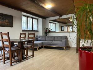 a living room with a couch and a table and chairs at Pancuc Charme & Relax in Gordevio