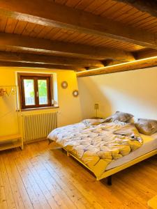 a bedroom with a large bed in a room at Cottage des potiers in Niederbetschdorf