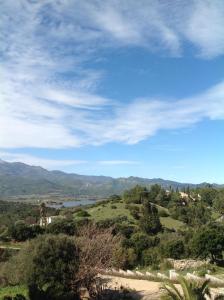 オレッタにあるApartement Alba Olettaの木々と湖の丘の景色