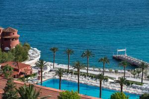 a view of the ocean from a resort at Hôtel Hermitage Monte-Carlo in Monte Carlo