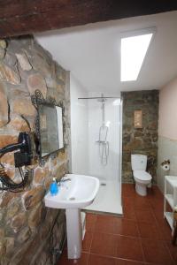 a bathroom with a sink and a shower and a toilet at La Llosa II in Villaviciosa +20 photos