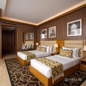 a hotel room with two beds and a couch at Hotel Galaxy international Delhi igi Airport Free pickup in Ghaziabad