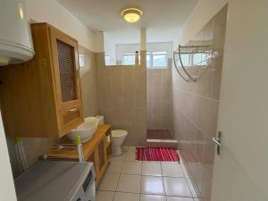 a bathroom with a toilet and a sink and a shower at Lodge Tahiti in Papeete +16 photos