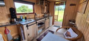 an interior view of a kitchen in a tiny house at Tiny House An der Pferdekoppel in Groß Garz +8 photos