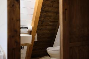 a bathroom with a toilet and a sink at Orme nel parco - Villaggio Grechi in Tirivolo +36 photos