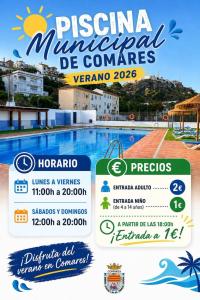 a flyer for a presentation of a swimming pool at a resort at Hotel Restaurante Atalaya in Comares +30 photos