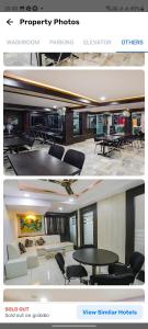 two pictures of a living room and dining room at Hotel Sonali Regency in Bhopal