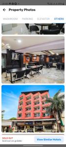 two pictures of a building with a table and chairs at Hotel Sonali Regency in Bhopal
