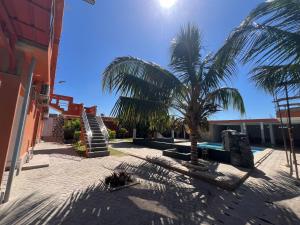 a palm tree in the middle of a courtyard at Hotel Residencial Assamar in Pemba