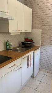 a kitchen with white cabinets and a sink at Boismortier in Thionville