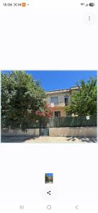two photographs of a building and a tree with pink flowers at Le Jean Jaurès in Nîmes