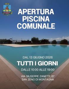 a poster for a concert of the argentinian piscina committee at Casa Heli 1 lake view in San Zeno di Montagna