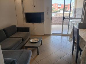 a living room with a couch and a tv and a table at MORADIAS I02/C in Prainha