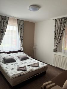 a bedroom with a bed and a window at Vadviraghaz in Palkonya