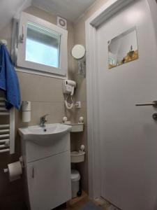 a bathroom with a sink and a toilet and a window at Vila SVITAC Banja Vrujci in Mionica +36 photos