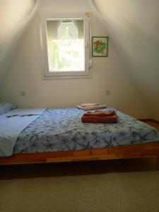 a bedroom with a bed with a window at Vila SVITAC Banja Vrujci in Mionica