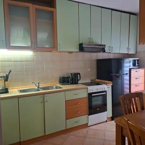 a kitchen with a sink and a stove and a refrigerator at Top Topla - Herceg Novi in Topla