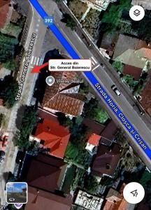 a map of a street with a bus at Vila Ardealul in Mangalia