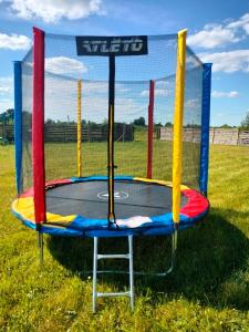 a trampoline in the grass in a field at Білий лебідь in Pulemets