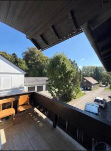 a view from the balcony of a house at Wohung Leonard in Schwanenstadt